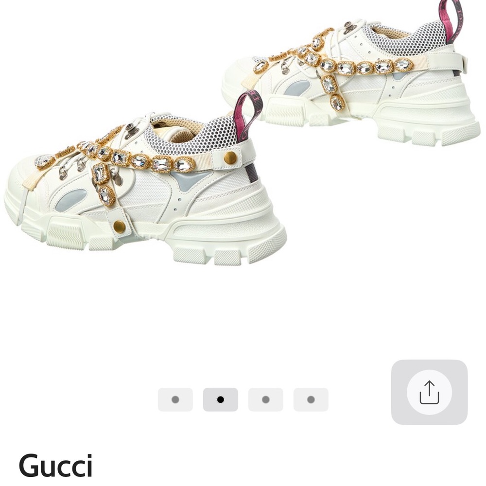 Gucci White Sneakers with Gold Embellishments - Picture 4 of 5